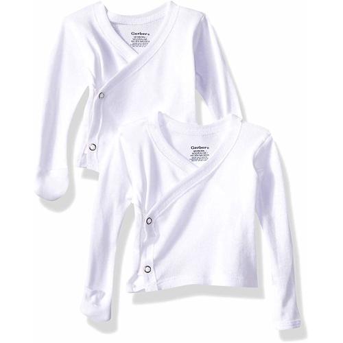 Baby 6-Pack Long-Sleeve Side-snap Mitten-Cuff Shirt