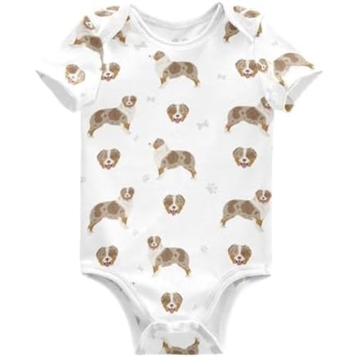 vvfelixl Baby Girls' Bodysuits Black Pug White Short Sleeve Cotton Baby Clothes For Girls 0-24 Months