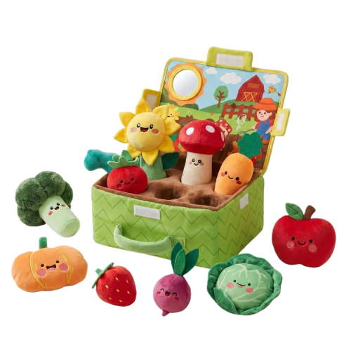 Baby Toys 6-12 Months, Montessori Sensory Garden Plush Set Vegetable Carrot, Baby Developmental Learning Toys with Rattle Squeaker Mirror Texture Tissue, Gifts for 6+ month old Boy Girl Christmas