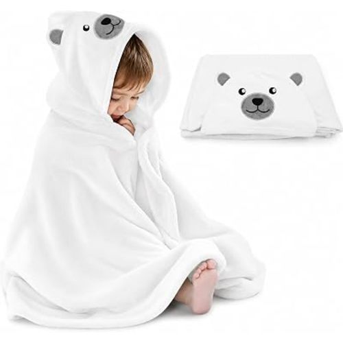 ROMASA Baby Bath Towel with Hooded Ultra Soft and Absorbent Toddlers Bathrobe Newborn Blanket Shower Gifts (White Bear)