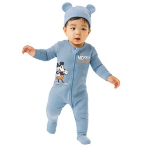 Baby Boys' Mickey Mouse Ribbed Sleep and Play Coverall