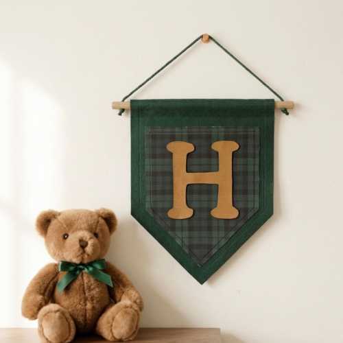 Personalized Felt Banner Custom Initial Pennant Ralph Lauren Nursery Gift Americana Boy Room Decor