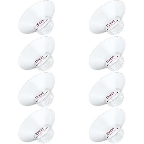 Flange Insert 8PCS 15/17/19/21mm*2Pcs Compatible with Momcozy M9/M6/M5/S12 Pro/V1 Pro/V2 pro, Spectra/Medela/Elvie/NCVI/TSRETE/eufy/Lansinoh/Paruu/MomMed Breast Pump 24mm Shields/Flanges