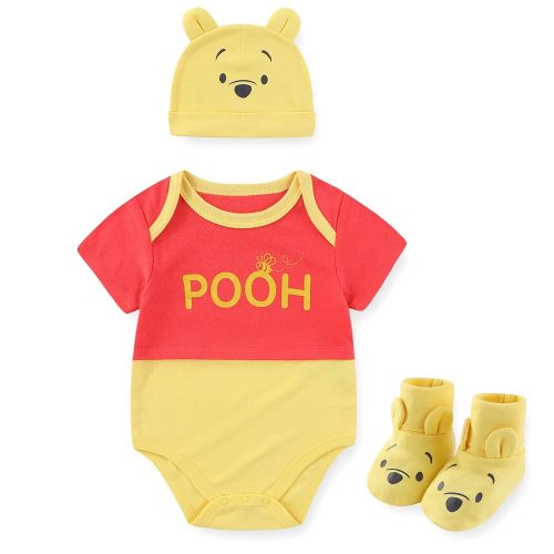 Disney Winnie the Pooh Baby Boys Short Sleeve Bodysuit with Hat and Booties 3 Piece Set for Newborn and Infants