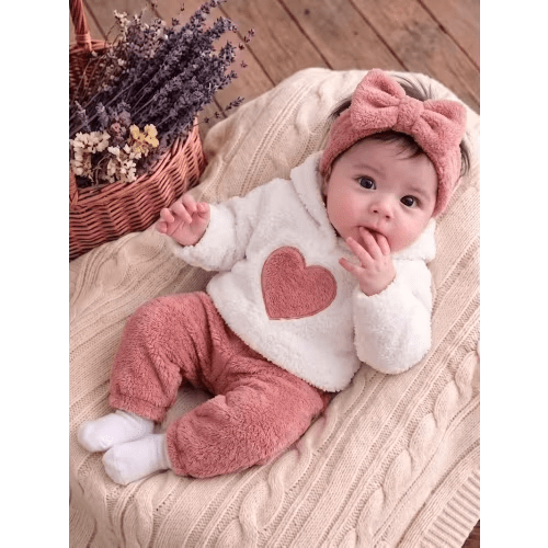 2pcs newborn girl set hooded top pants outfit autumn winter - Temu