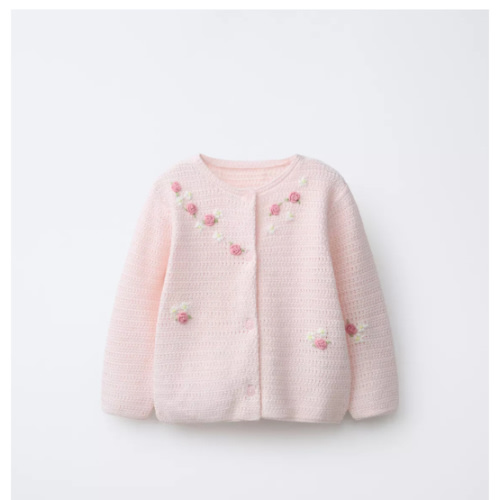 FLORAL EMBROIDERY KNIT CARDIGAN - Light pink | ZARA United States