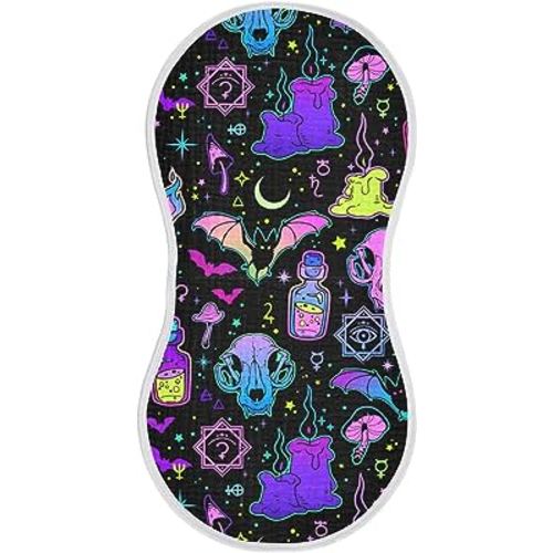 Halloween Magic Print Muslin Burp Cloth for Baby Washcloths Cotton Burping Rags 22 x 11 in Soft and Absorbent Newborn Face Towels 4 Pack
