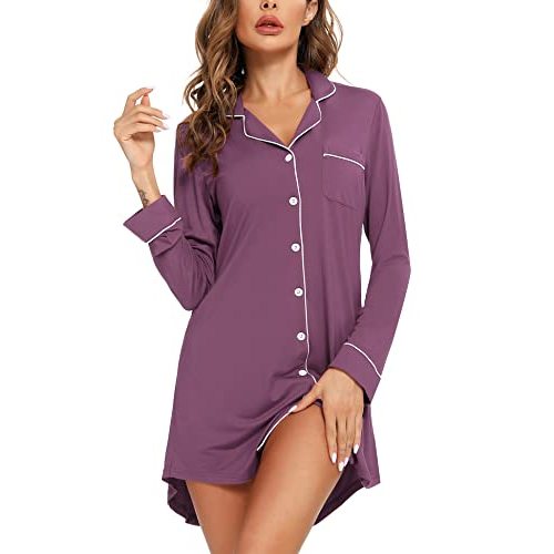 Leikar Maternity Nightgown For Women Nursing Pajamas Long Sleeve Sleepshirt