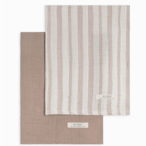 Enzo Stripe + Beige Burp Cloth