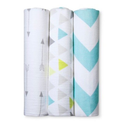 Muslin Swaddle Blankets Triangles 3pk - Cloud Island™ Gray