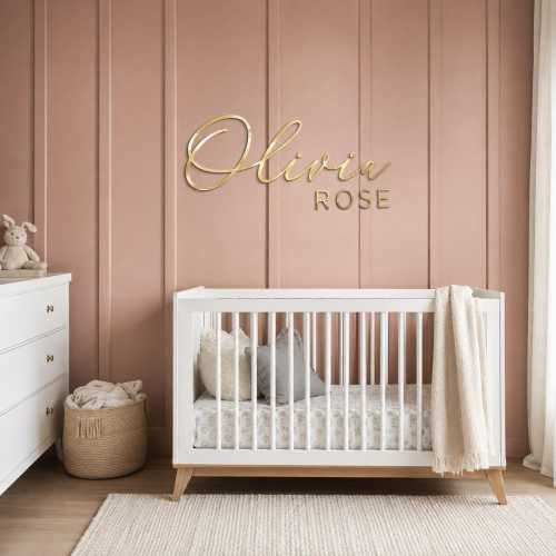 Custom Nursery Name Sign, Custom Cursive Baby Name Wall Decor, Personalized Mirror Acrylic Letters, Girls Bedroom Decor, Baby Shower Gift