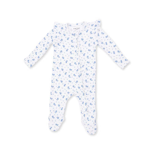 Ribbed Ruffle Sleeve 2-Way Zip Footie, Joli Rosette