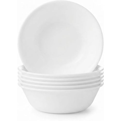 Corelle Vitrelle 6-Piece Soup/Cereal Bowl Set Triple Layer Glass and Chip Resistant, 18-Oz Lightweight Round Bowls, Winter Frost White