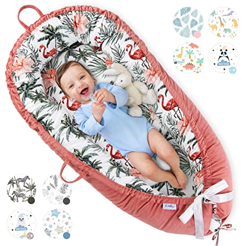 Baby Lounger for Newborn Cover - Newborn Lounger for 0-12 Months, Breathable & Portable Infant Lounger - Adjustable Cotton Soft Baby Floor Seat for Travel, Newborn Essentials - Baby Snuggle