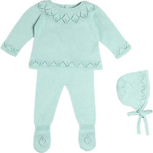 Diamond Openwork Three Piece Knitted Set, Sage Green - Pepa London | Maisonette