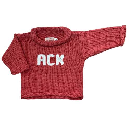 Nantucket Red/White ACK Roll Neck Sweater - 6mo