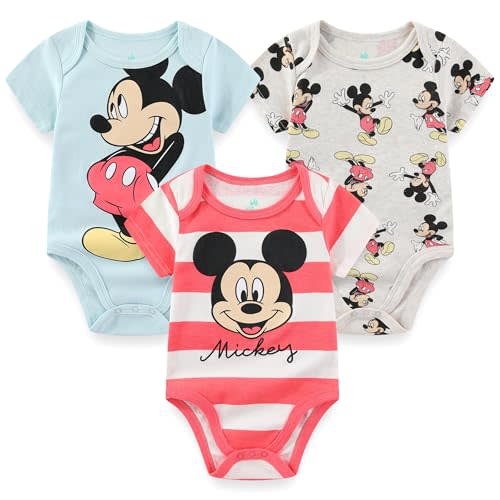 Disney Baby Toy Story Mickey Mouse Cars Winnie the Pooh Boys 3 Pack Bodysuit Creeper for Newborn and Infant