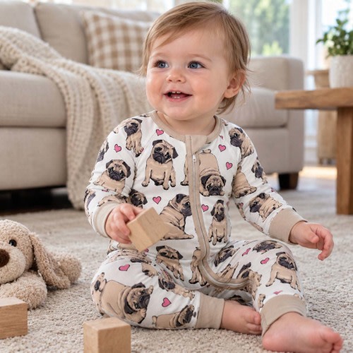 Pug Love Hearts Bamboo Convertible Zippy – Zumbamboo