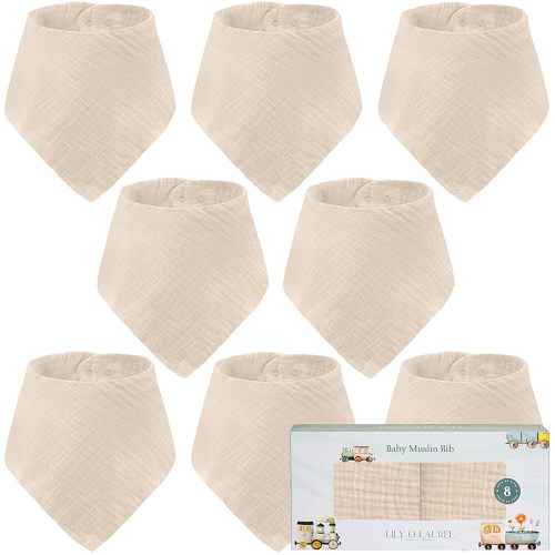 Amazon.com: LILY O LAUREL Muslin baby bandana bibs for drooling and teething, 100% cotton, Baby bib for boys and girls, Muslin Bibs, Drool Bibs – Pack of 8 : Baby