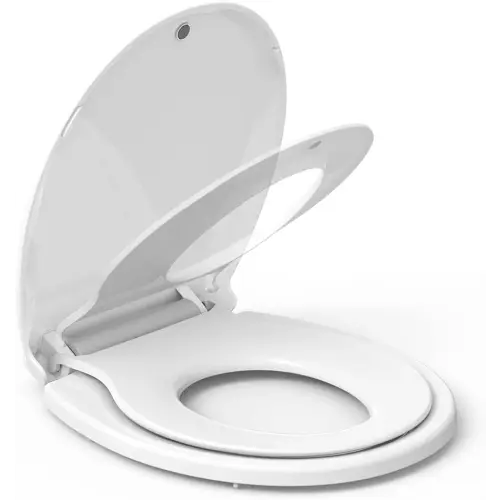 Family toilet seat, Round Toilet Seat with Toddler Seat Built in, Potty Training Toilet Seat Round Fits Both Adult and Child, with Slow Close and Magnets- Round, Easy to Install & Clean, White