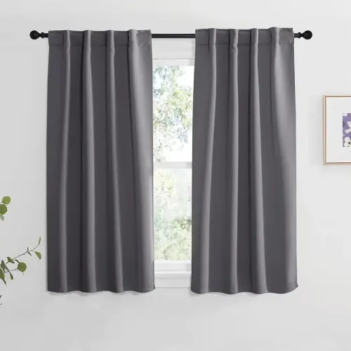 NICETOWN RV Curtains for Camper Windows - (Grey Color) 34x54 Inch, 2 Panels Set, Thermal Insulated Room Darkening Blackout Drapes/Draperies with Rod Pocket & Back Tab for Half Window