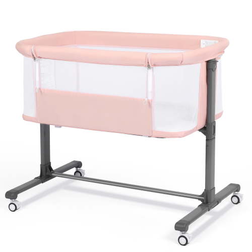 AILEEKISS Baby Bassinet with Wheels, Adjustable Height, Mesh Design, Pink