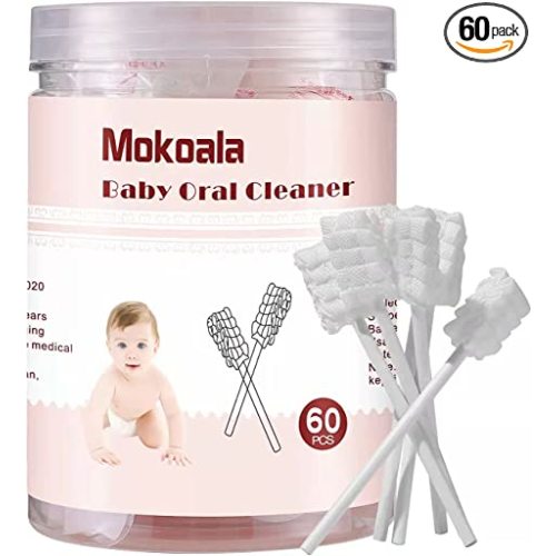 60Pcs Baby Tongue Cleaner, Newborn Oral Cleaning Stick Dental Care- 1 Count (Pack of 60)