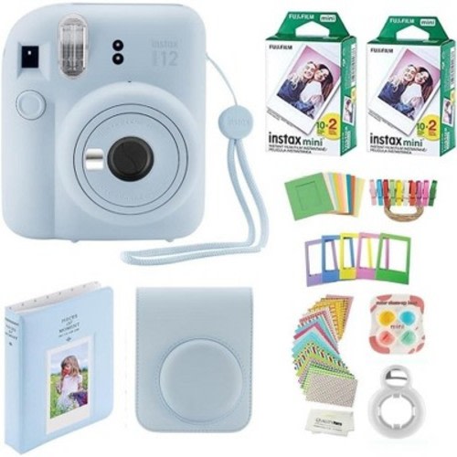 Fujifilm Instax Mini 12 Instant Camera with Case 40 Fujifilm Prints Decoration Stickers Frames Photo Album and More Accessories Pastel Blue