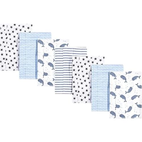Hudson Baby Unisex Baby Cotton Flannel Burp Cloths, Narwhal, One Size