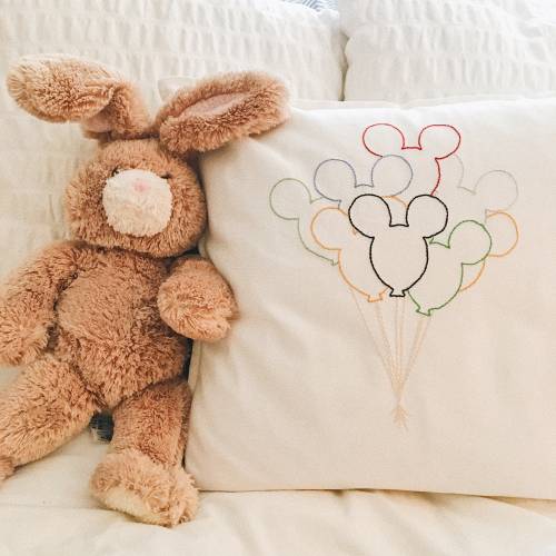 The Happiest Pillow On Earth - Embroidered Mickey Mouse Balloon Pillowcase