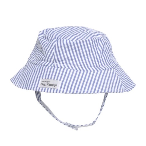 UPF 50+ Bucket Hat, Chambray Stripe Seersucker - Flap Happy | Maisonette