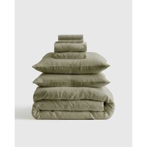 Deluxe Linen Duvet Bundle | Quince in Willowleaf