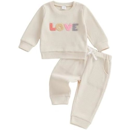 Baby Girl Clothes Newborn Infant Fall Winter Outfits Love Embroidery Long Sleeve Crewneck Sweatshirts Pants 0-24M