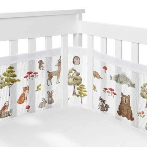 Sweet Jojo Designs Gender Neutral BreathableBaby Breathable Mesh Crib Liner Baby Nursery Watercolor Woodland Forest Animals Multicolor