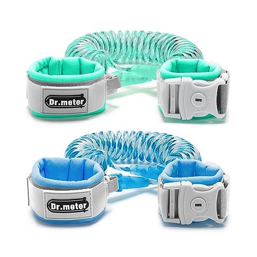 Dr.meter Anti Lost Wrist Link, 2 Pack Toddler Safety Leash with Key Lock, Reflective Child Walking Harness - Dual 8.2ft Length Kids Leash for Supermarket Mall Airport Park Zoo Crowded Places