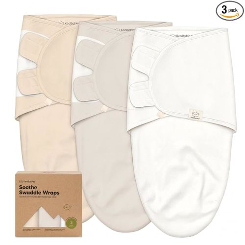 KeaBabies 3-Pack Baby Swaddle Sleep Sacks - Organic Swaddles for Newborns, Infant 0-3 Months, Baby Girls, Boys, Soft & Snug Newborn Sleep Sack, Nursery Swaddling Blankets (Purest, OS)