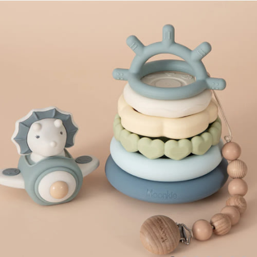 Dino Stacking Teething Toys | Baby Stack Rings | Moonkie