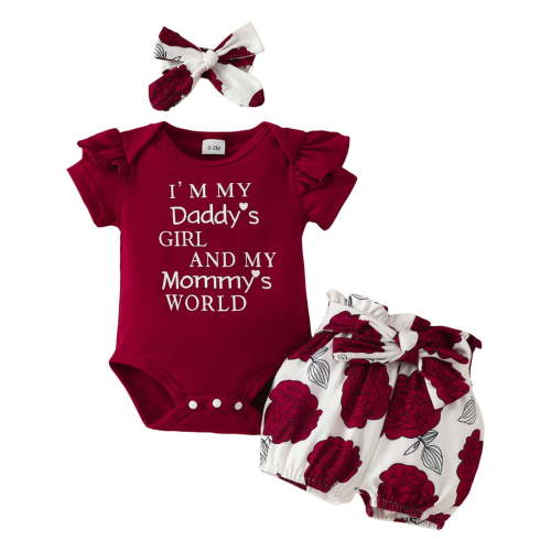 TOWED22 Newborn Baby Girl Clothes Goose Outfit Embroidery Waffle Sleeveless Romper Shorts Set Headband Infant Summer outfit(Blazer,0-3 M)