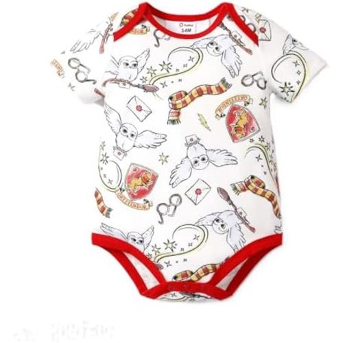 PATPAT Harry Potter Baby Clothes Hedwig Owl Print Short Sleeves Bodysuits for Infant 0-24M