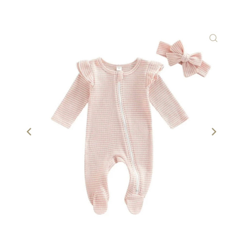 Ruffle Shoulder Striped Footie