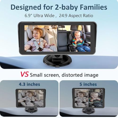 Amazon.com: 2-Kids Baby Car Camera for Seat: 6.9 Inch Ultrawide Display with Two Cameras Rear Facing - USB Powered Backseat Camera HD 1080P Easy to Install : Baby