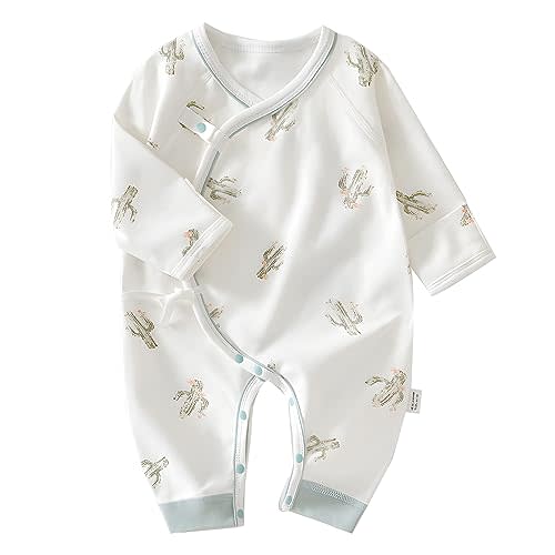 Cherie Kids 100% Organic Cotton Soft 0-6 Months Unisex Footless Newborn Baby Sleepers Pajamas Romper Boys Girls Long Sleeve