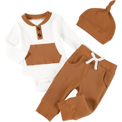 U·nikaka Baby Fall Winter Outfits Clothes, Romper, Pants, Beanie Hats