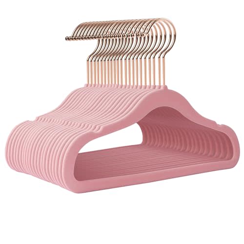 Ulimart Baby Hangers Velvet 50 Pack-11.4 Inch,Baby Clothes Hangers Non Slip, Baby Hangers for Closet,Sturdy Infant/Toddler Hangers Pink Hangers