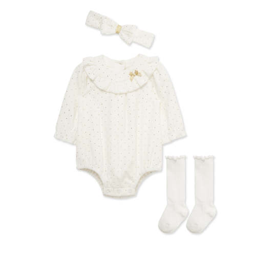 Shine Dot Velour Bubble & Headband Set w/ Socks (3M-12M)
