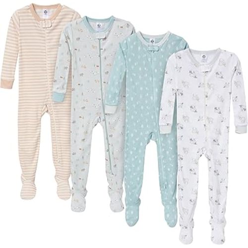 Gerber baby-boys Baby-boys 4-pack Footed Pajamas