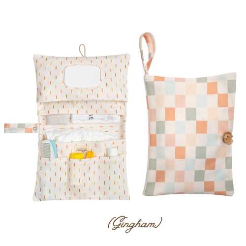 Gingham Print Diaper Clutch, Portable Baby Essentials Organizer, Nappy Wallet, Baby Shower Gift
