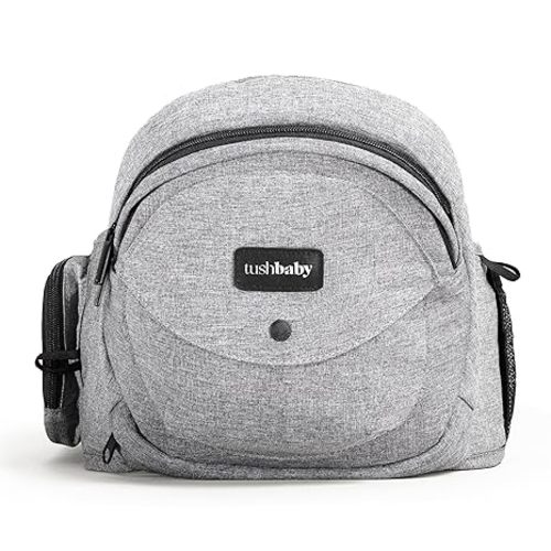 Tushbaby Original Hip Seat Baby Carrier for Babies & Toddlers up to 45 lbs, Safety Certified, Lightweight No-Foam Design with Storage, Grey