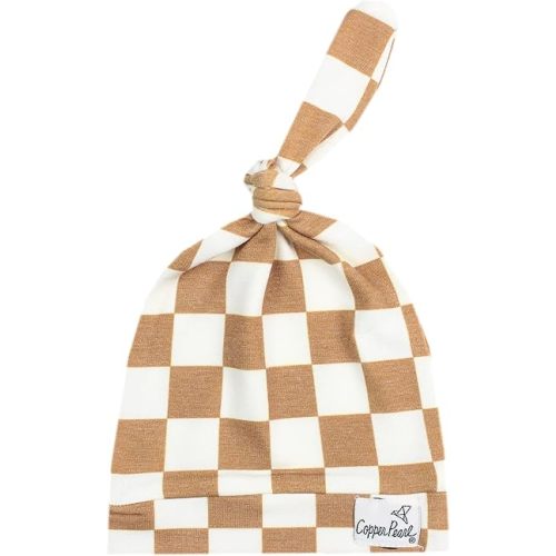 Copper Pearl Baby Beanie Hat Top Knot Stretchy Soft Rad