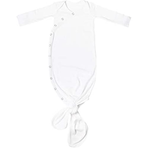 Copper Pearl Baby Gown - Knotted Newborn Sleepers for Baby Boy and Girl, Soft Stretchy Long Sleeve Infant Gowns with Bottom Tie and Hand Mittens, Perfect Hospital Coming Home Outfit (Dove)